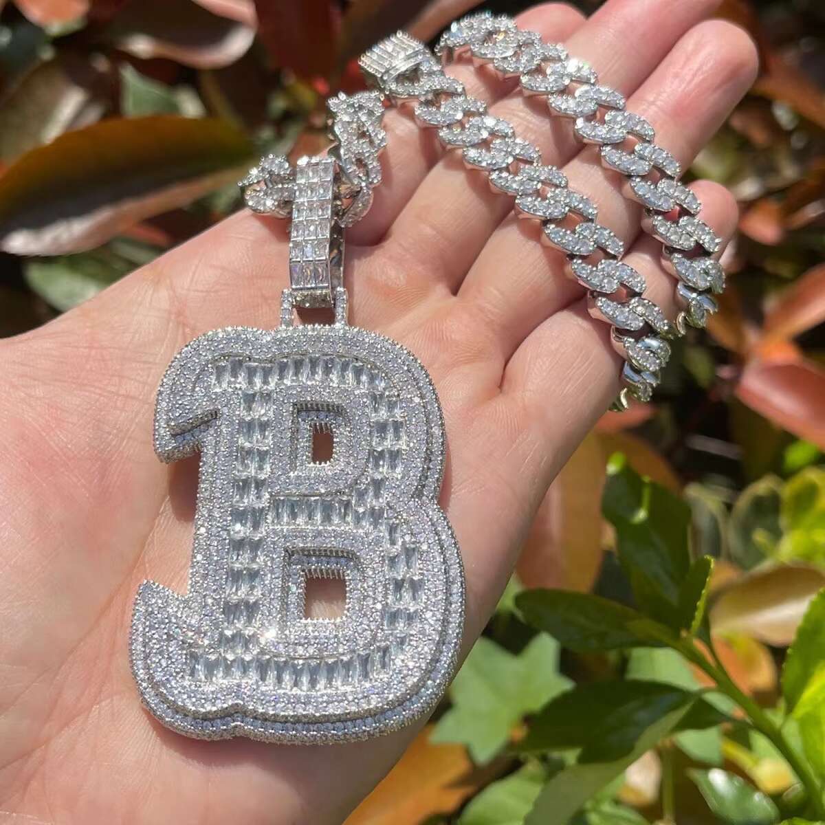Customized Moissanite VVS Pendant Double Layer Iced Out Single Initial Name Letter Pendant Personalized A-Z Hip Hop Jewelry