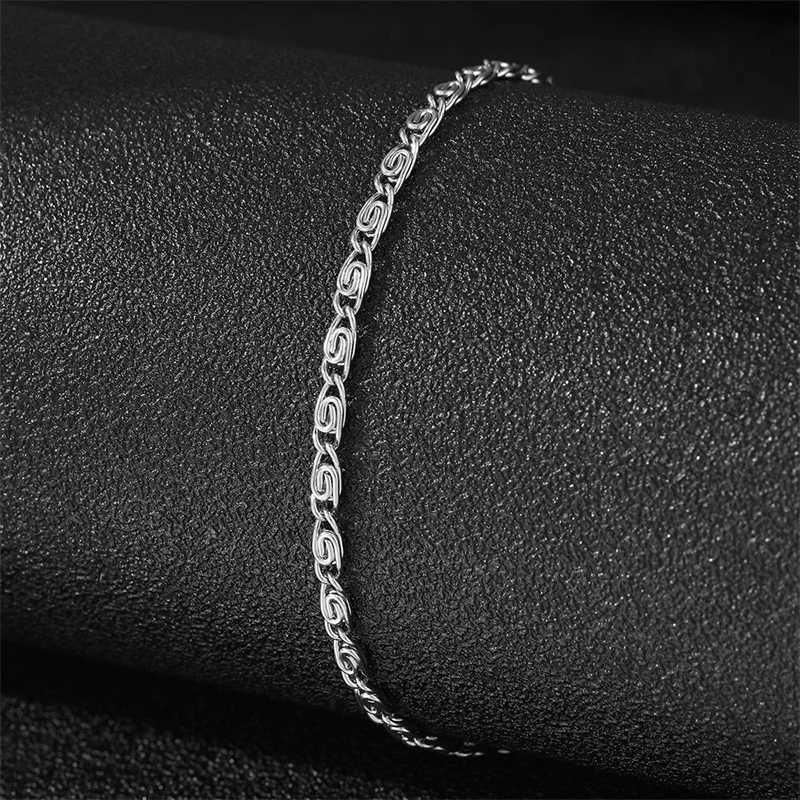 Men Stainless Steel Chain Bracelet for Women Hand Bangle Gold/Silver Color Foot Ankle Anklet Jewelry Accessories DIY GiftC250411