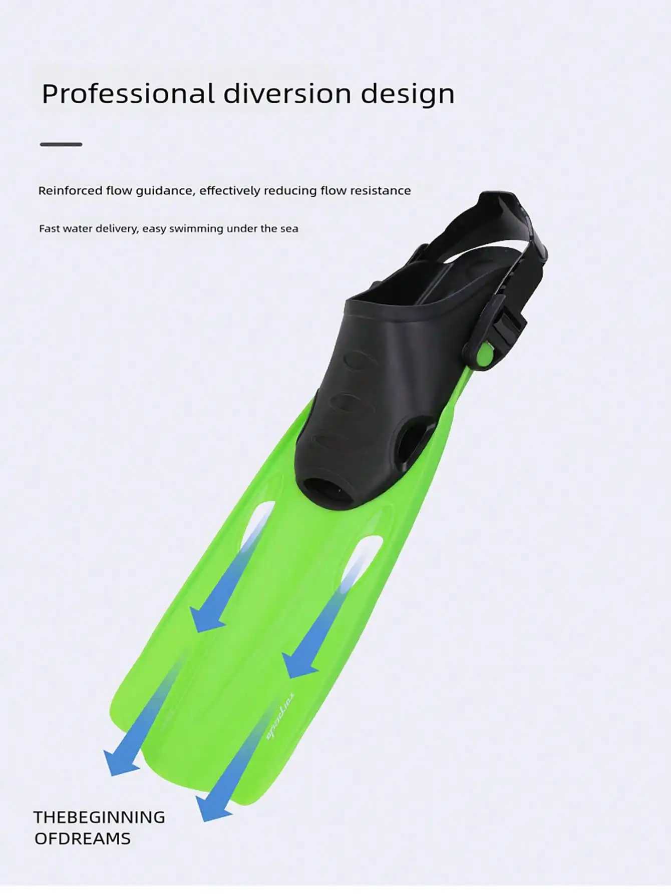 Inflatable fins open heel swimming fins with adjustable buckles travel sized short flap for swimming and diving inflatable finsY250412