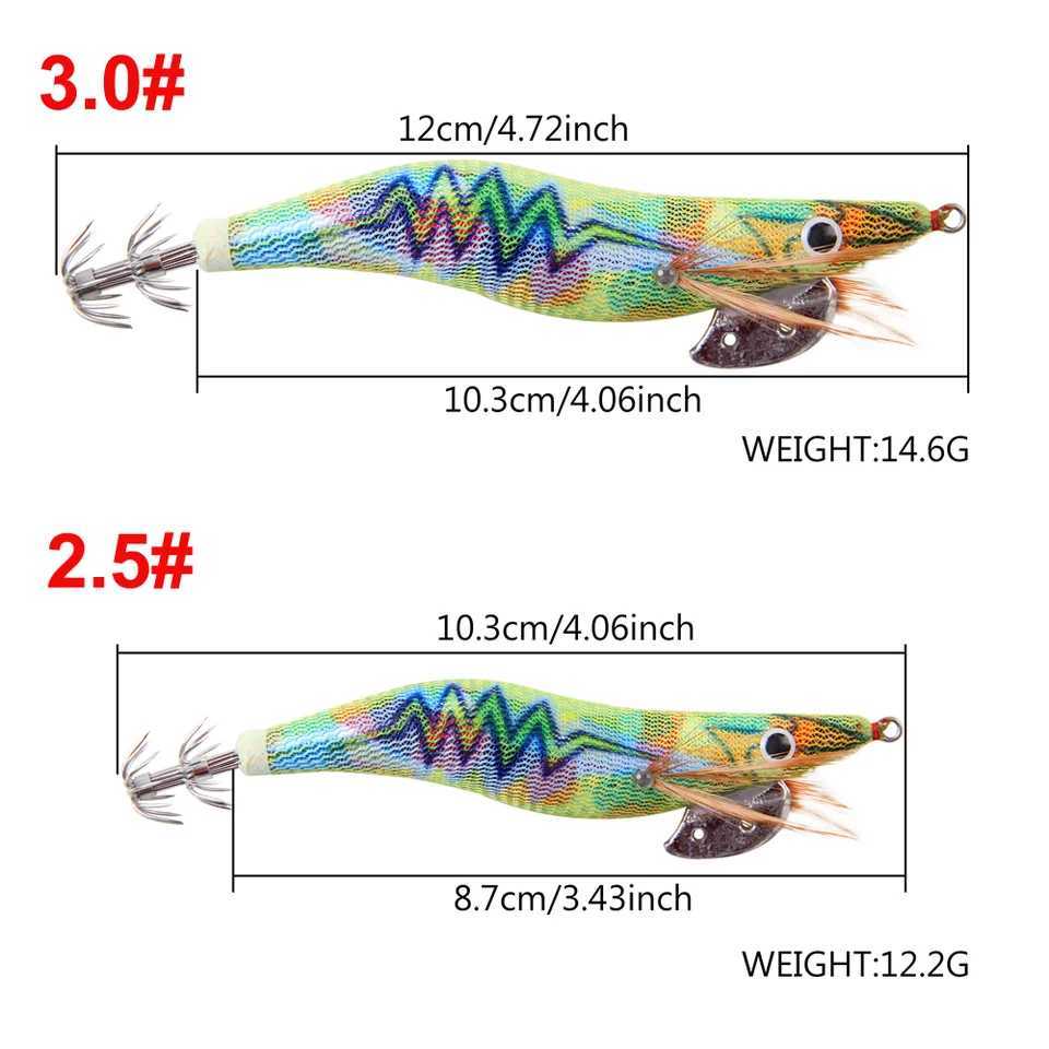 30Pcs/20Pcs/10Pcs Wooden Shrimp Fishing Lure Squid Jig Fishing Hook Octopus Cuttlefish Artificial Jigging Lures Hard Bait Z250411