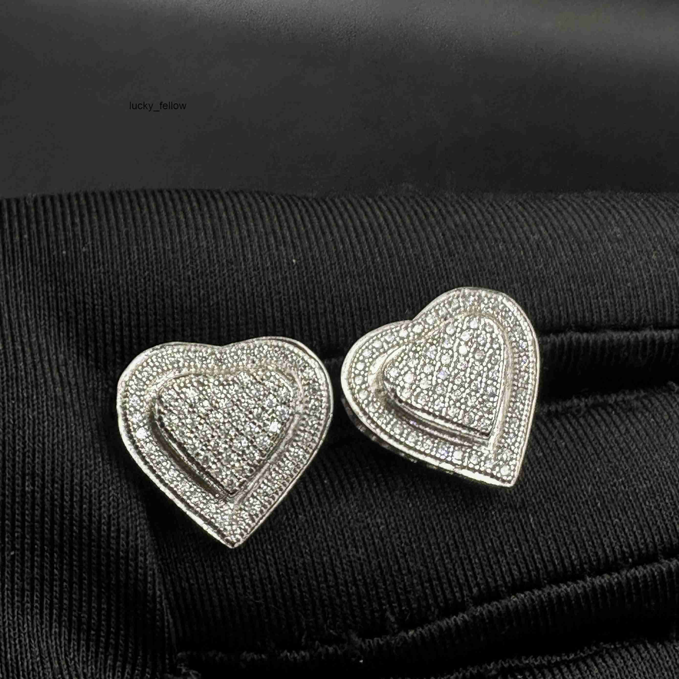New Trend Double Heart Moissanite 925 Sterling Silver Iced Out Women Cluster Earring Stud Cluster Jewelry Custom Moissanite Earring