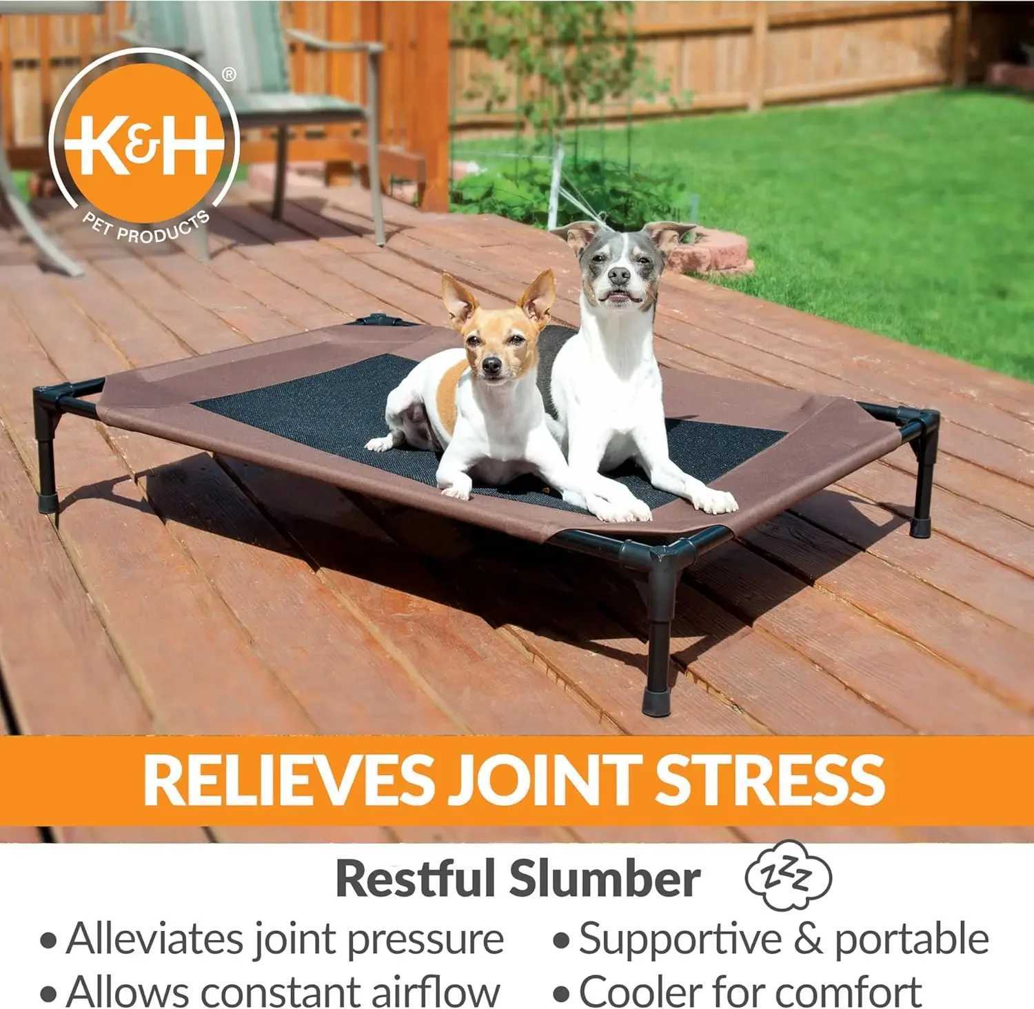 Outdoor elevator dog bed breathable cooling elevator pet bed large dog hammock washable mesh cover metal feeding X250412