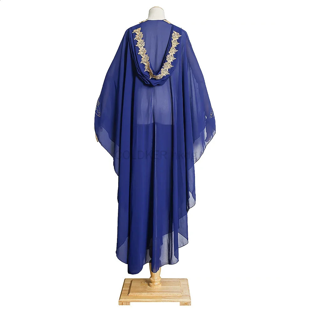 Dubai Abaya Womens Wear Muslim Chiffon Maxi Kaftan Dress African Evening Kimono Robe Islamic Clothing Beads y 250411