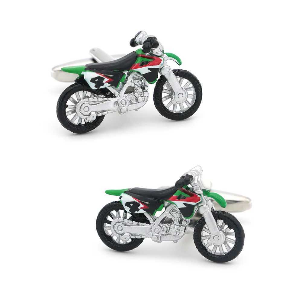 Motorcycle cufflinks made of high-quality brass material designed for green mountain bikes mens gift cufflinksT250412
