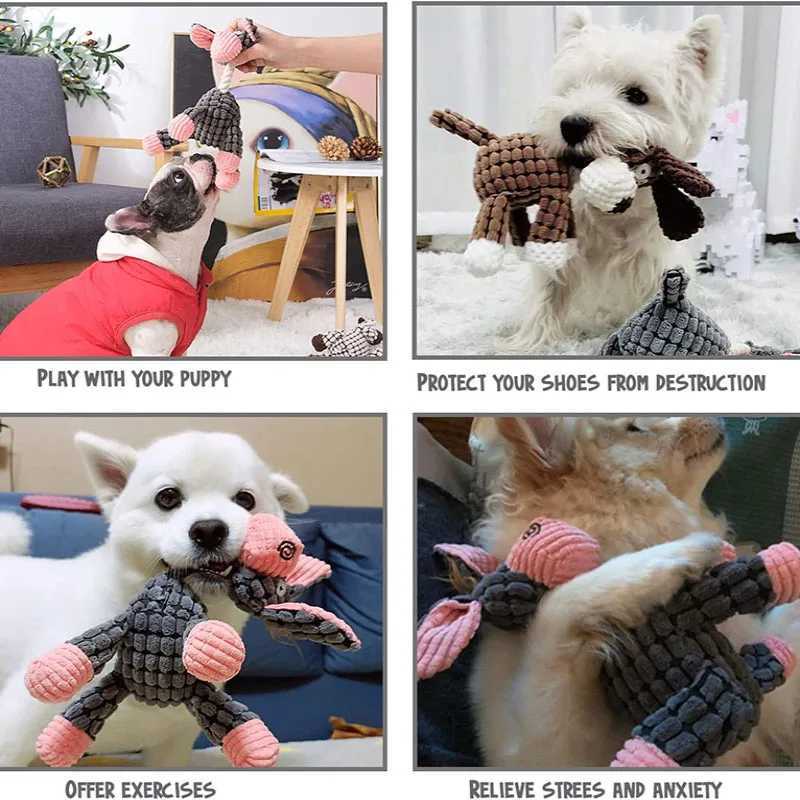 High Quality Plush squeeze dog toy donkey shaped pet toy bite resistant squeeze toy suitable for small and large dogs durable chew plush toy training 