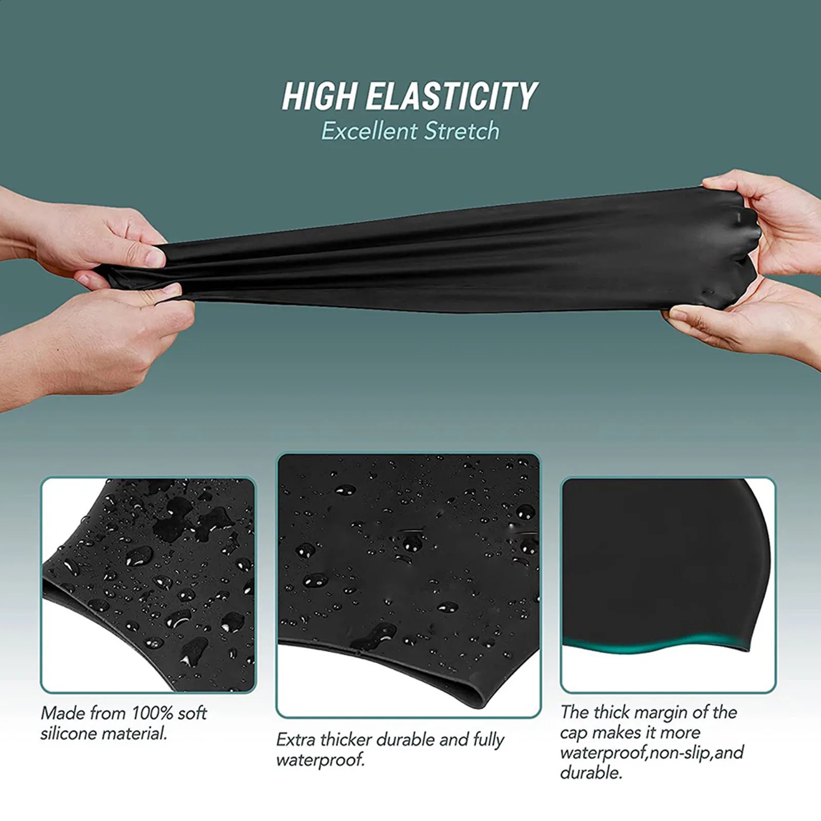 Silicone Swimming Caps Oversized Long Hair Swimming Caps Waterproof Swim Cap with Ear Protect Diving Bathing Hats Pool Accessori 250411