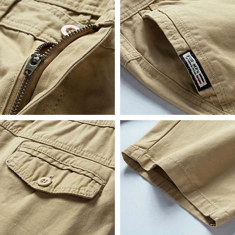 Summer Solid Casual Cargo Fashion Cotton Tactical Pants Men Outdoor Breathable Joggers Shorts Male