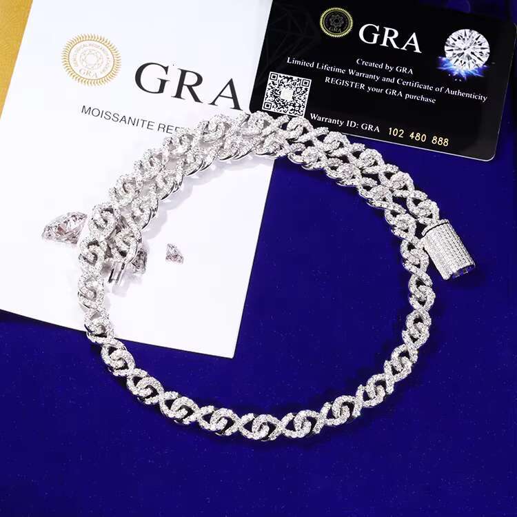 Fashion Chain 18k Gold Plated Silver 10mm Wide D Color VVS Moissanite Diamond Cuban Link Chain for Hiphop Life
