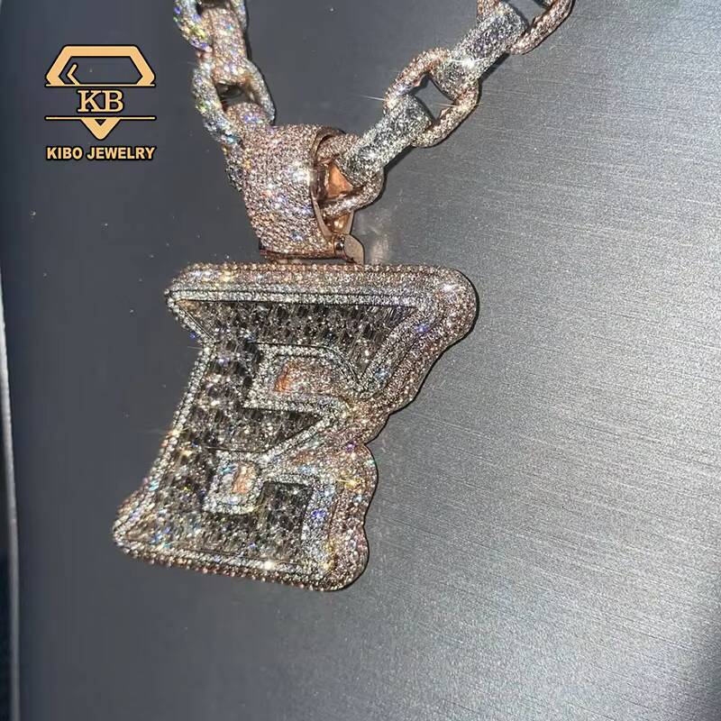 Rapper Charm Shiny Custom High Quality Iced Out Name Real LAB Grown Moissanite Diamond Iced Out Initial Letter Custom Pendant