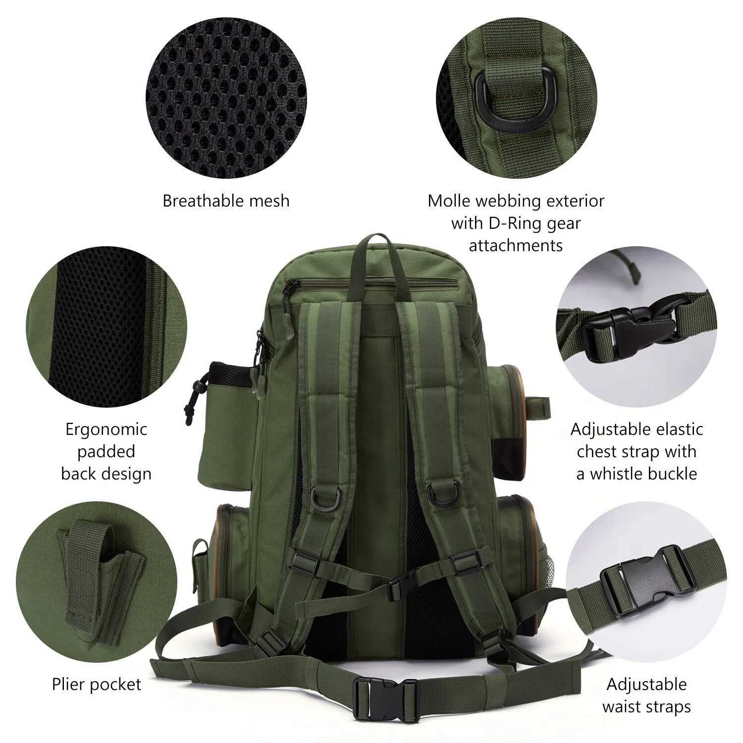 Bassdash Fishing Bag Tackle Backpack Lightweight Tactical Tackle Box Multifunctional Z250411