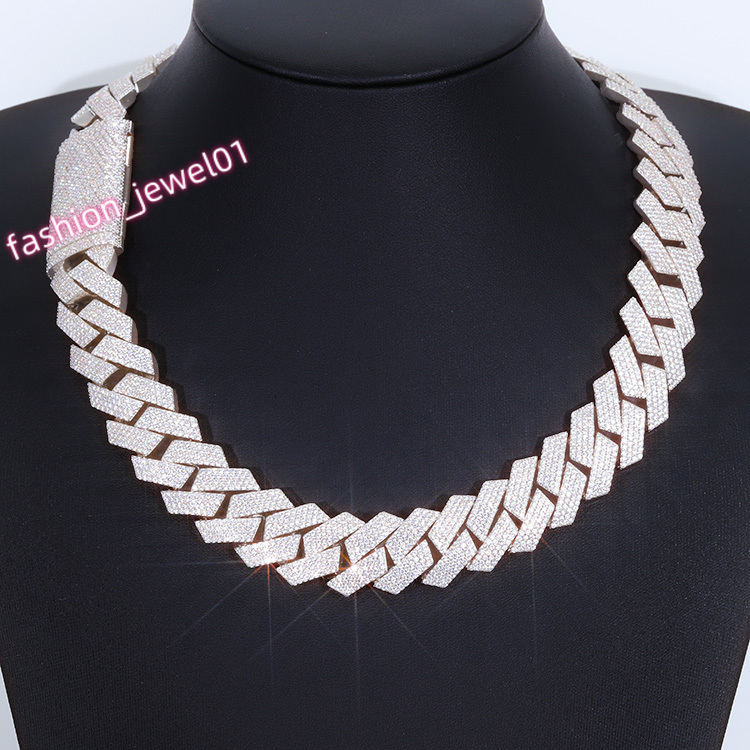 RTS Heavy Weight 4rows 20mm Width Moissanite Chain Men Diamond Necklace S925 Silver Cuban Link Chains Jewelry