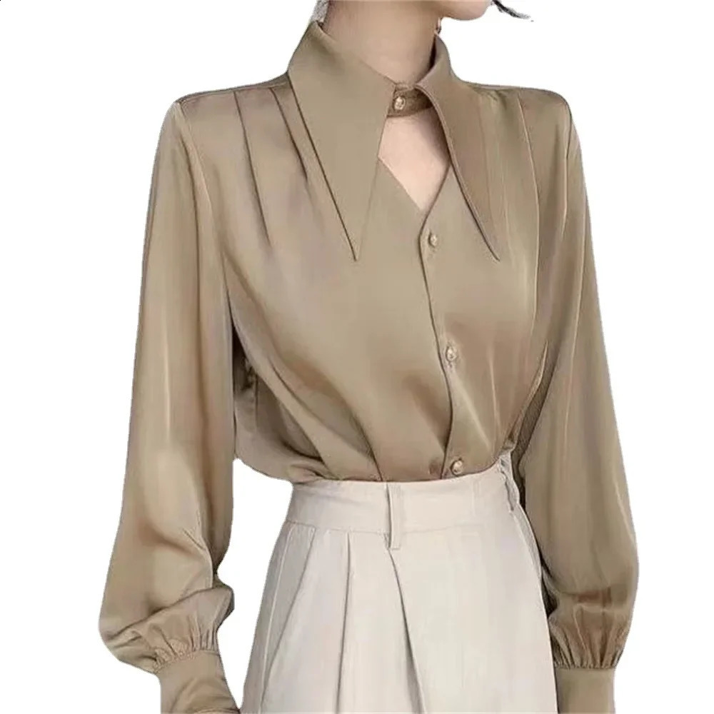 Spring shirt Elegant OL Chic Turn-down Collar Long Sleeve tops Womens Top Blouse women shirts and blouses Female Clothing 250411