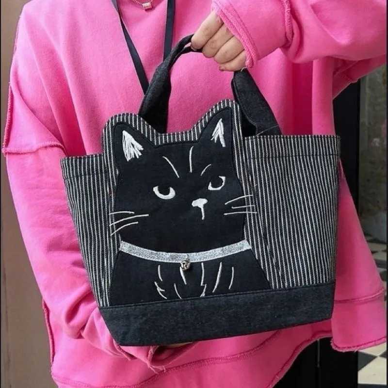 PU handbag embroidery 3D black handbag lunch bag womens shopping fabric cross body wallet casual garbage bagXJ250412
