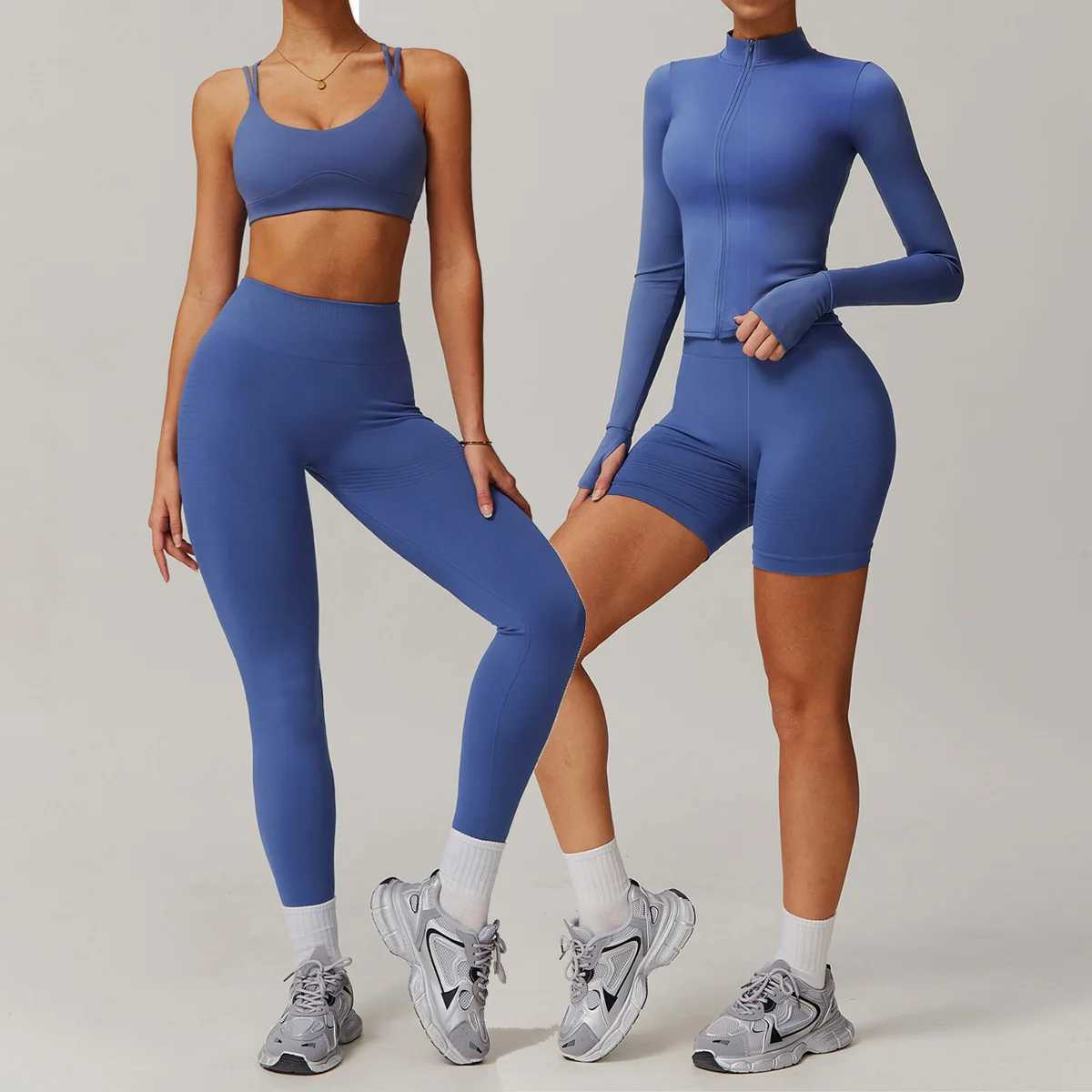 Yoga Set Women Gym Tank top Suit Sport Tracksuit Outfits Fitness High Waist Leggings Gym Running Clothes Long sleeve shorts suit J251112