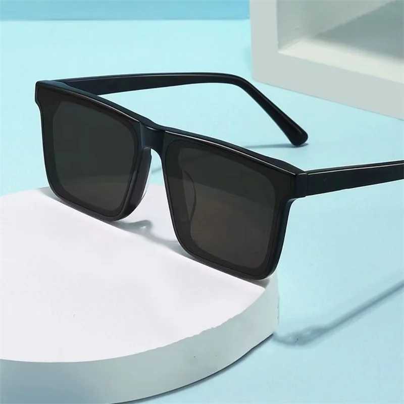 Retro Big Square Frame Sunglasses Women Brand Designer Black Cool Men Sun Glasses UV400 Shades Protection Eyeglasses Goggles Z250411