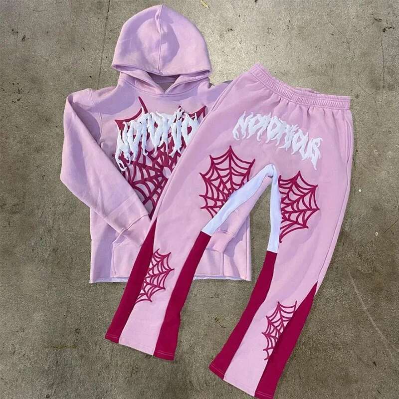 Aesthetic Y2k Cobweb Print Hoodies Women Autumn Winter Haruku Top Sweatshirt Men Gothic Hip Hop Oversized Jackets Streetwear