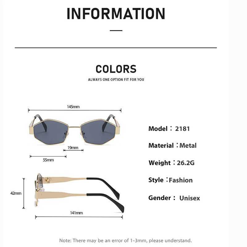 Small Frame Polygonal Sunglasses for Women Luxury Brand Designer Metal Punk Suns Glasses For Men Vintage Rhombus Sunglass Shades Z250411