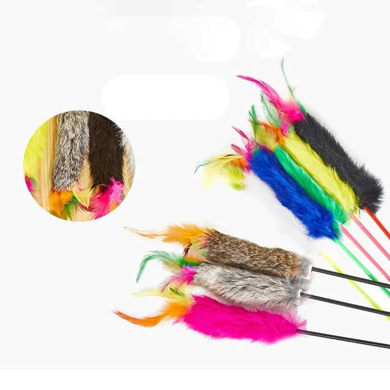 1 Cat Toy Fun Pet Toy for Cat Interaction Cat Stick Feather Kitten Toy Random Color Pet Supplies Y250412