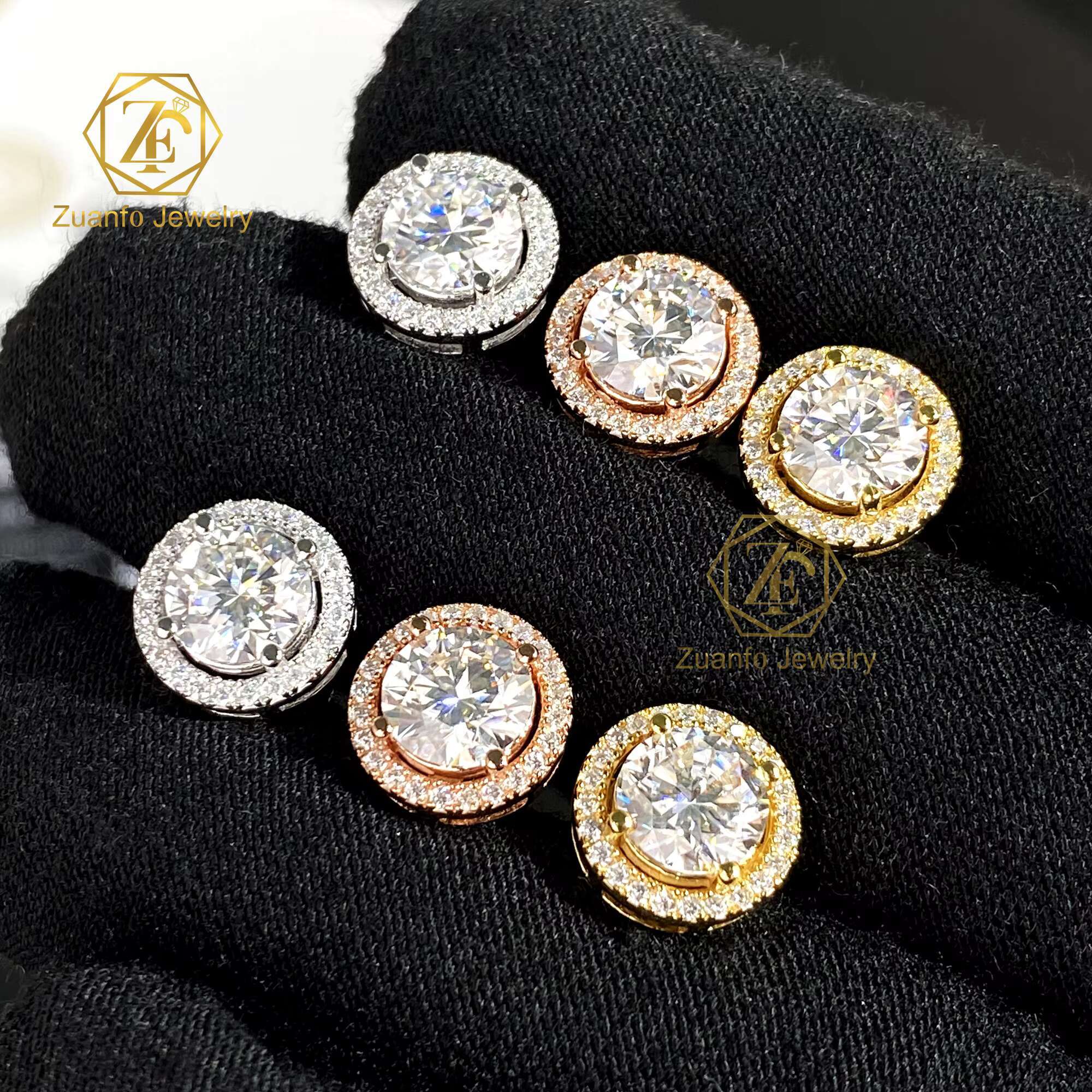 2025 Zuanfo Unisex 925 Sterling Silver VVS Moissanite Stud Earrings Elegant Screw Back Parties Gifts Gold Pearl Main Wholesale