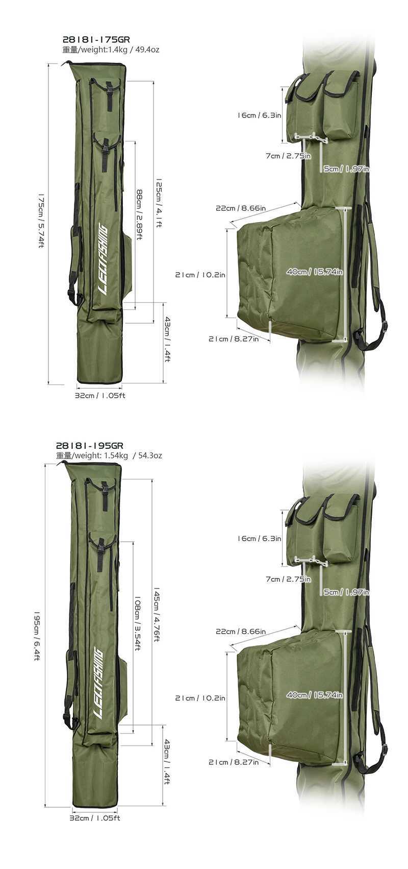 175/195CM Carp Fishing Rod Long Bag 1000D Oxford Protable Foldable Storage Case Large Waterproof Fishing Lure Tackle Bag Z250411