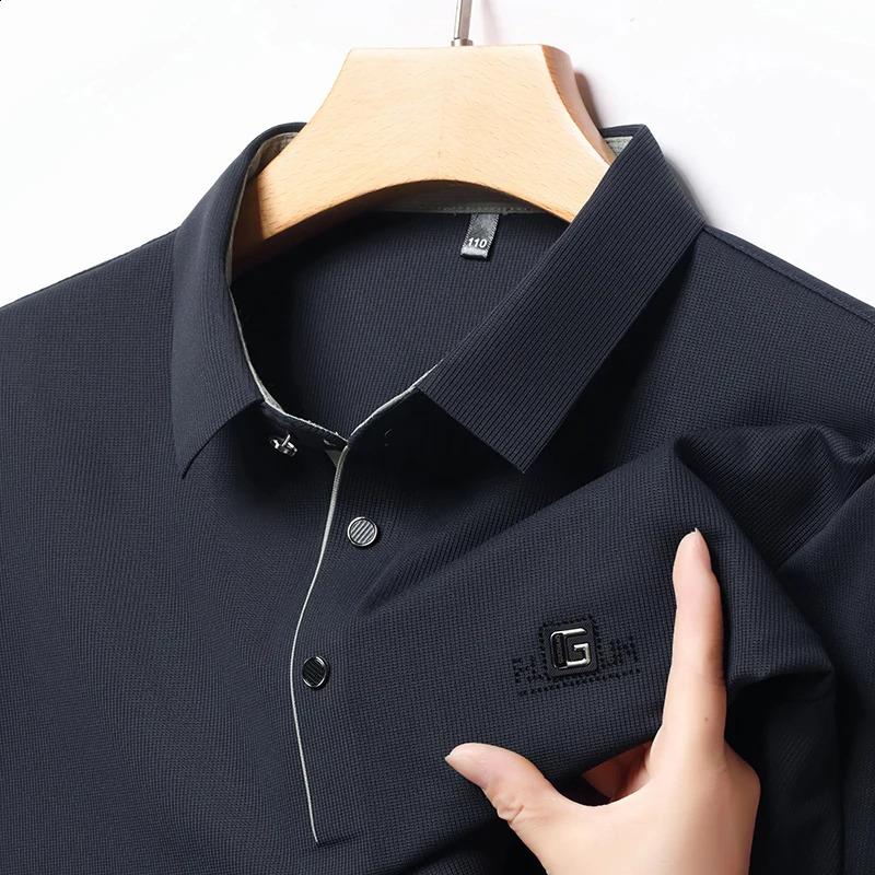 fashion long sleeved high-end printed polo shirt for autumn Korean version mens lapel T-shirt 250411