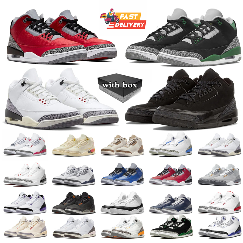 designer 3 3s basketball shoes men women True Blue Black Cat Seoul 2.0 White Cement Reimagined Green Glow mens trainers outdoor sneakers 36-47 with box