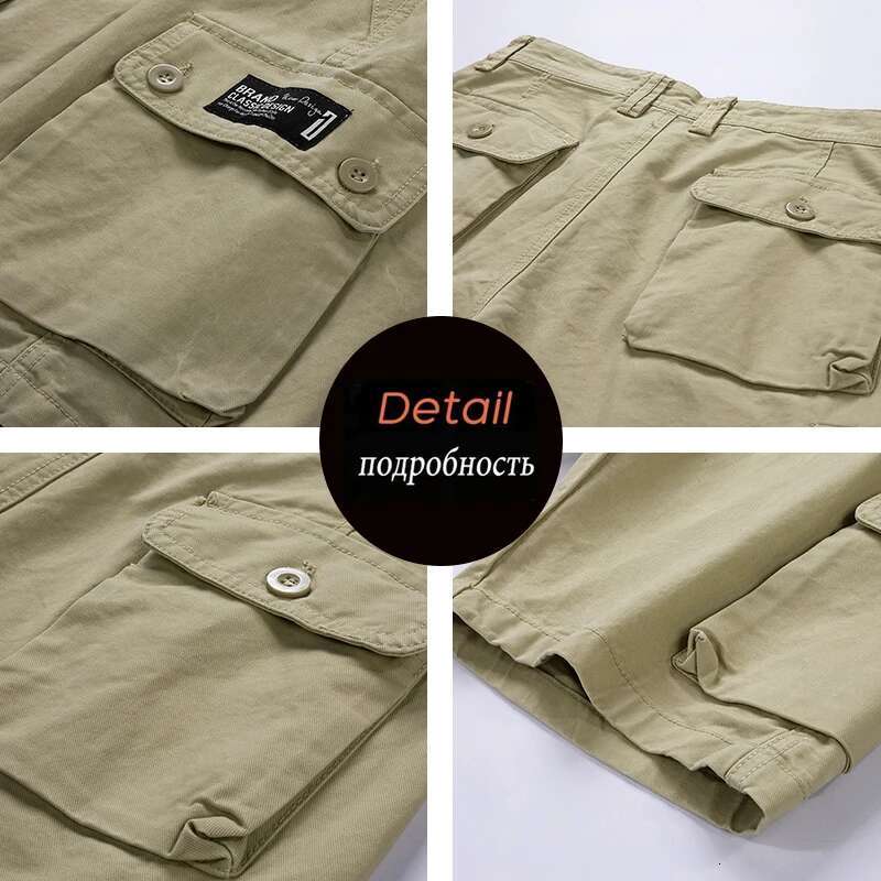 New Summer Cotton Cargo Fashion Breeche Bermuda Beach Jogger Men Tactical Casual Shorts Male Dropshipping