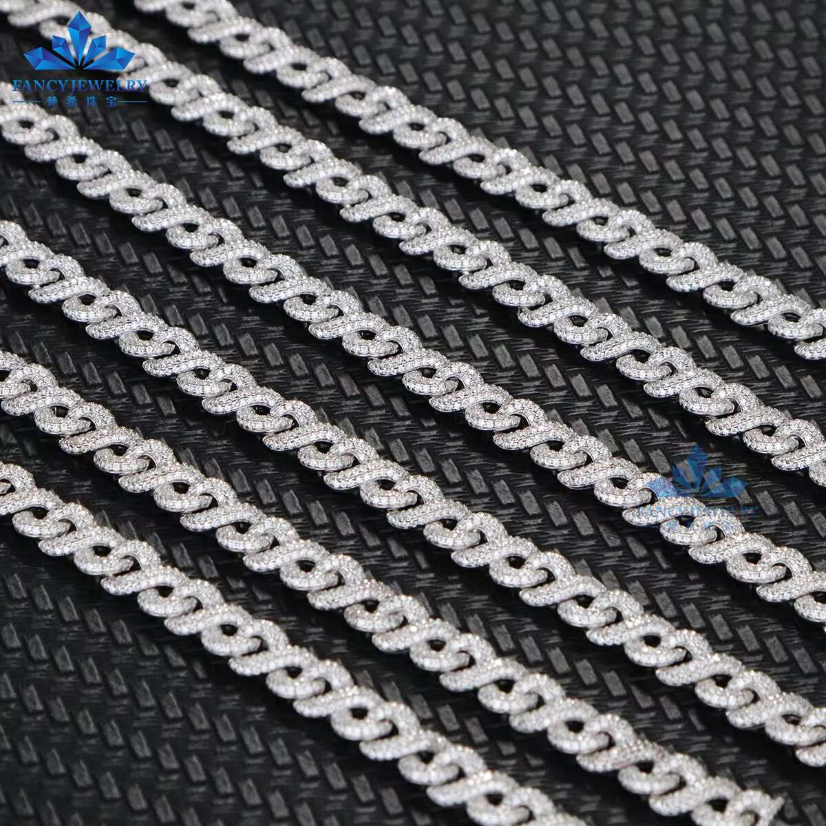 Wholesale Price Cuban Link 925 Sterling Silver 8mm Iced Out Moissanite 8 Shape Design Cuban Chain Bracelet Men Gift Parties