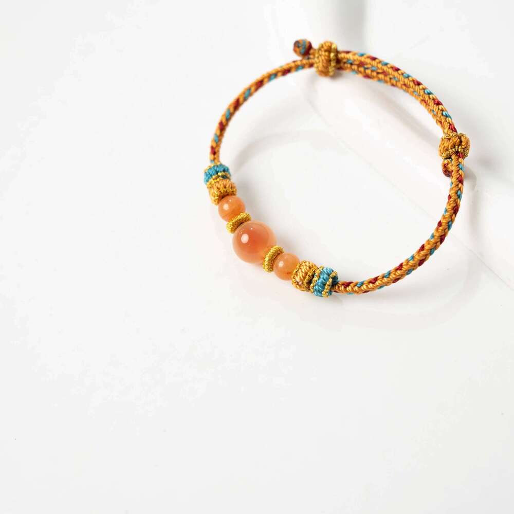 Dunhuang Orange Chalcedony Bracelet - Sugar Heart Agate Hand String from Dunhuang Jade Research Institute