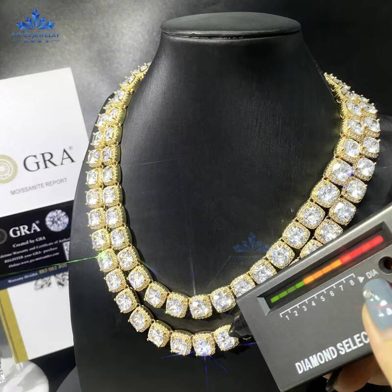Best Quality Mens Tennis Necklace Hiphop Heavy Moissanites 14K Real Gold Diamond Test Optimal Moissante Tennis Chain