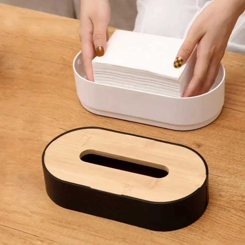 Tissue Box Holder Bamboo Cover Toilet Paper Box Napkin Holder Case Tissue Paper Dispenser Paper Towel Storage Box Tissue Boxes Y251112
