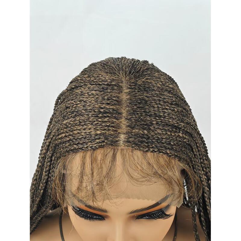 28 inch for Women Full Lace Front Box Black plus light brown Hand Braided Wigs With Baby Hair synthetic wig