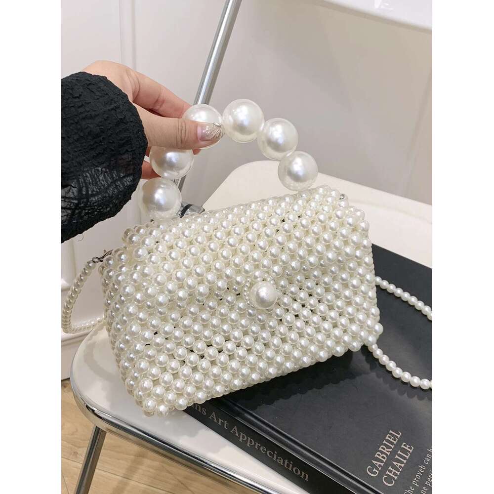New Classic Trend Handmade Beaded Woven Bag Elegant Temperament Handbag Exquisite Fashion Pearl Chain Shoulder Crossbody