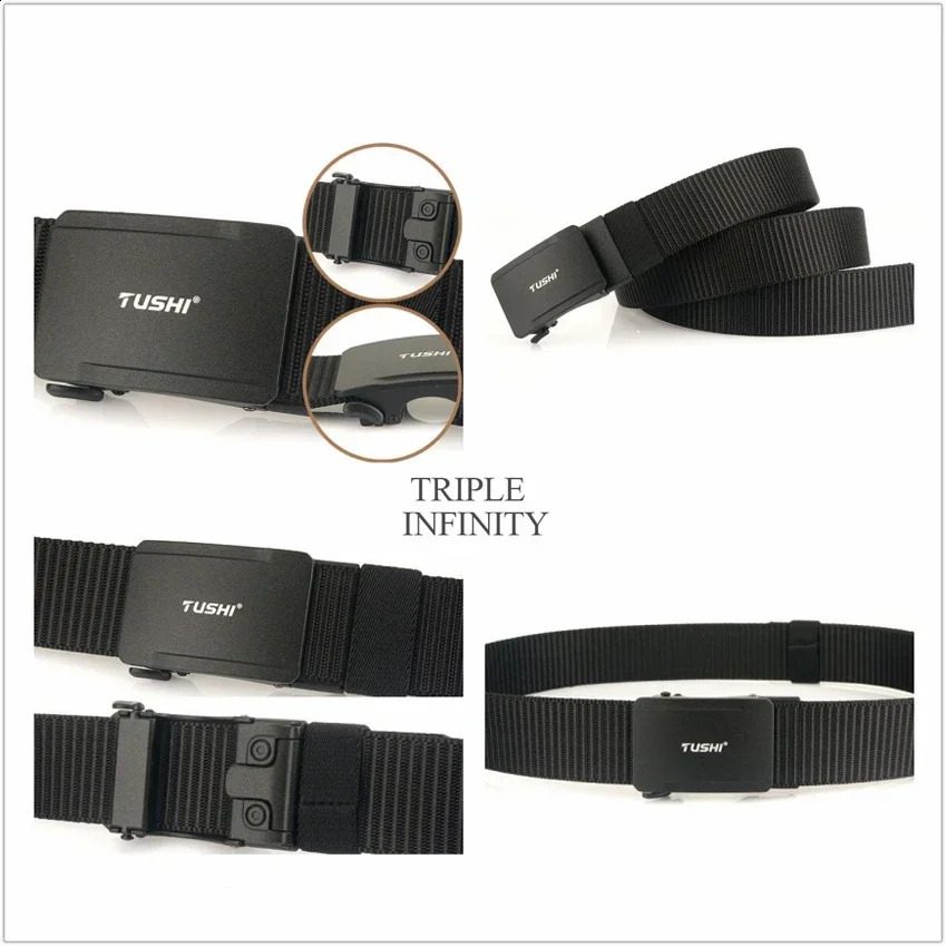 Metal Automatic Buckle Nylon Tactical Belts For Men Adjustable Trousers Waistband Outdoor 3.8cm Width Sports Belt Quick Dry 250407