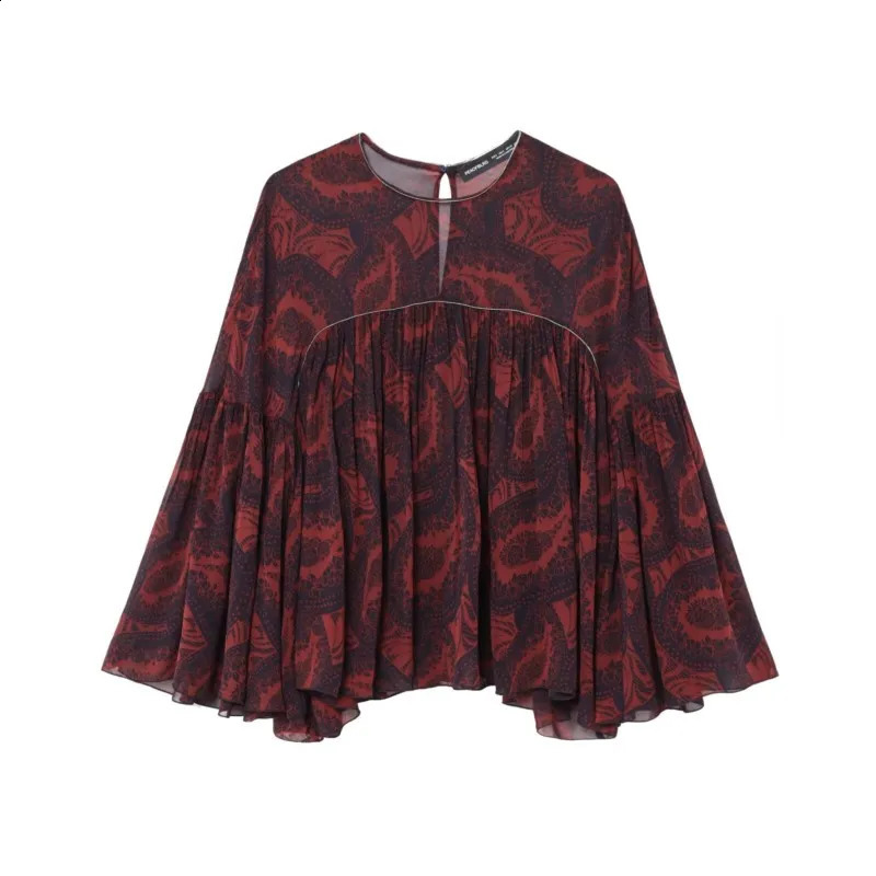 Women Printed Midi Skirt Set Women Spring 2 Piece Casual Pleated Print Silk Textured Shirt High Waist Skirts Women Outfits 250411