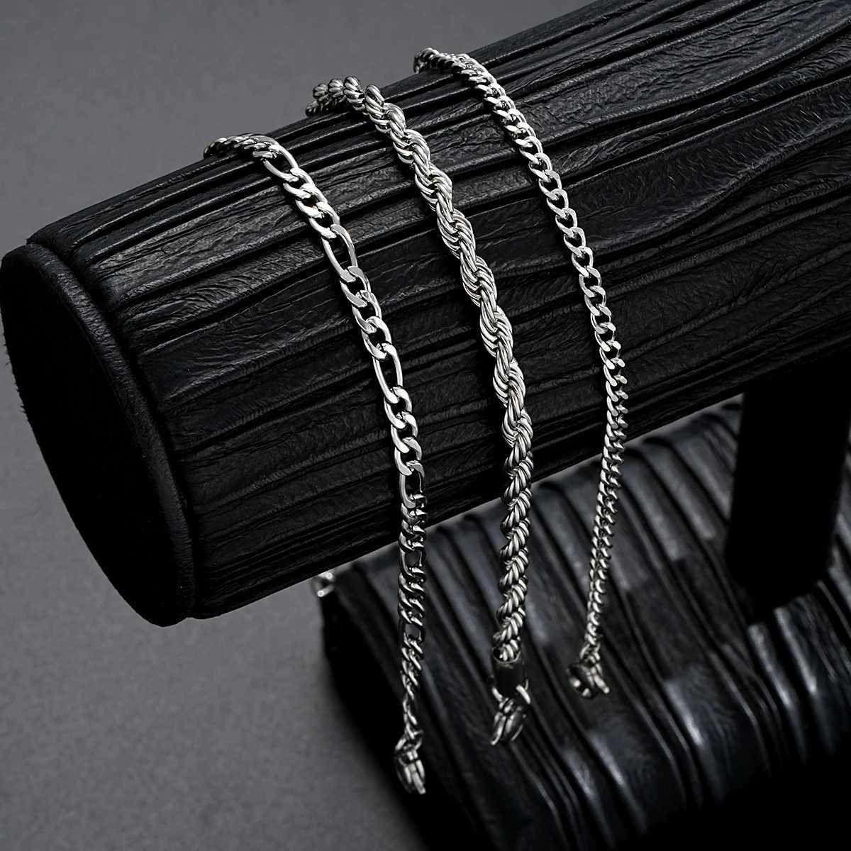 4Pcs/Set Vintage Silver Color Twisted Chain Bracelets for Men Goth Cuban Adjustable Link Charm Bangles Couple Hand Jewelry GiftsC250411