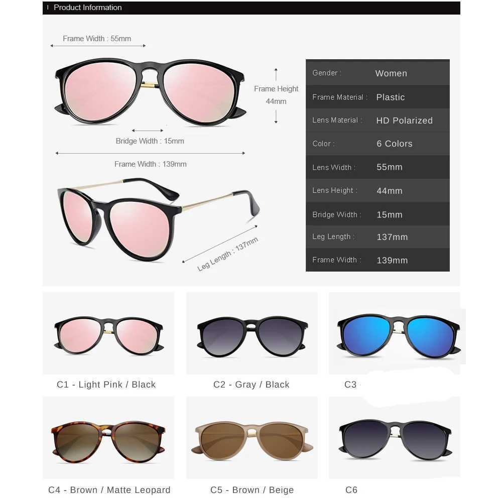 2024 New Vintage Womens Polarized Sunglasses Fashion Brand Driving Sun Glasses For Men Outdoor Round Gradient Lens Goggles Z250411