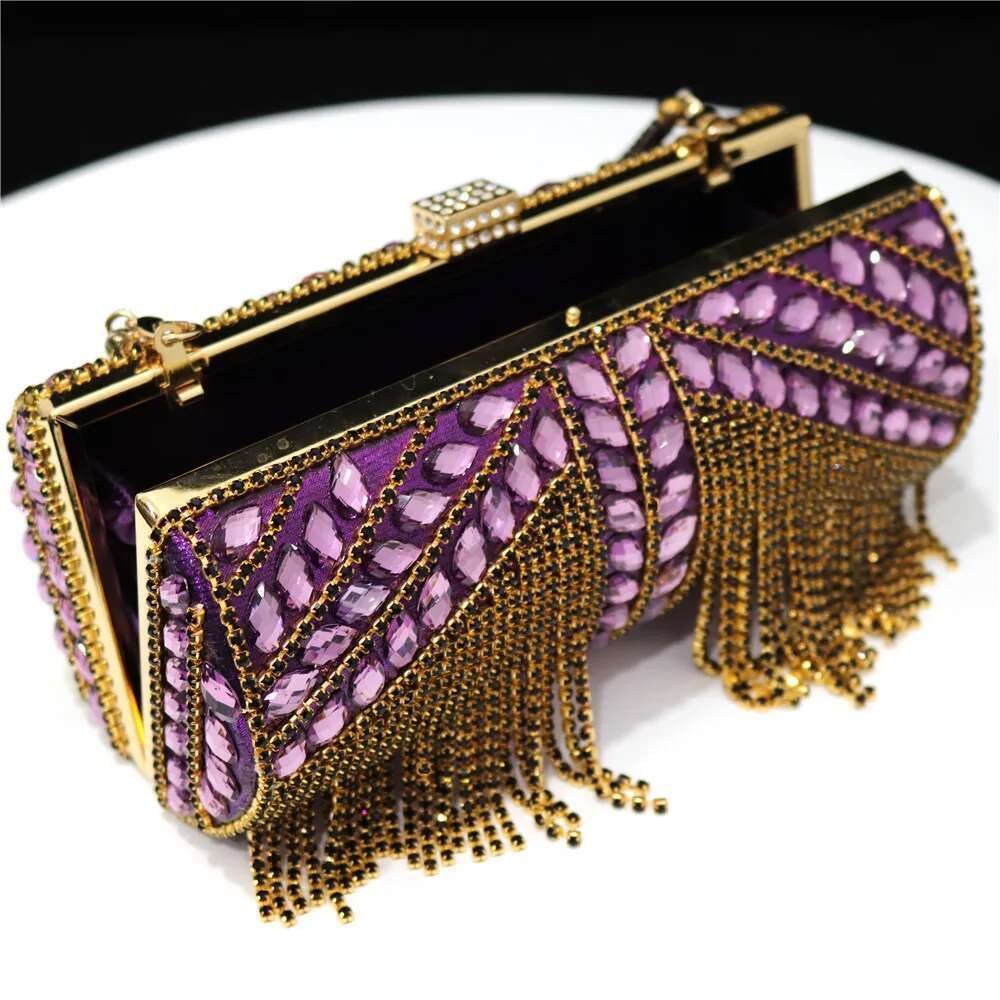 Nable Women's Chain Shoulder Crossbody Cydrical Tassel Rhie Design Handbag Evening Flash Bag