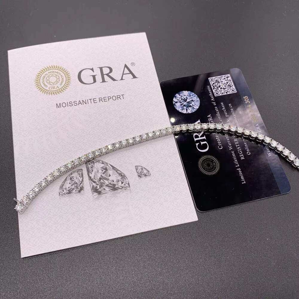 Fancy Jewelry 9k 10k White Gold Tennis Bracelet 4mm GRA Certificated Moissanite Diamond Gold Tennis Bracelet