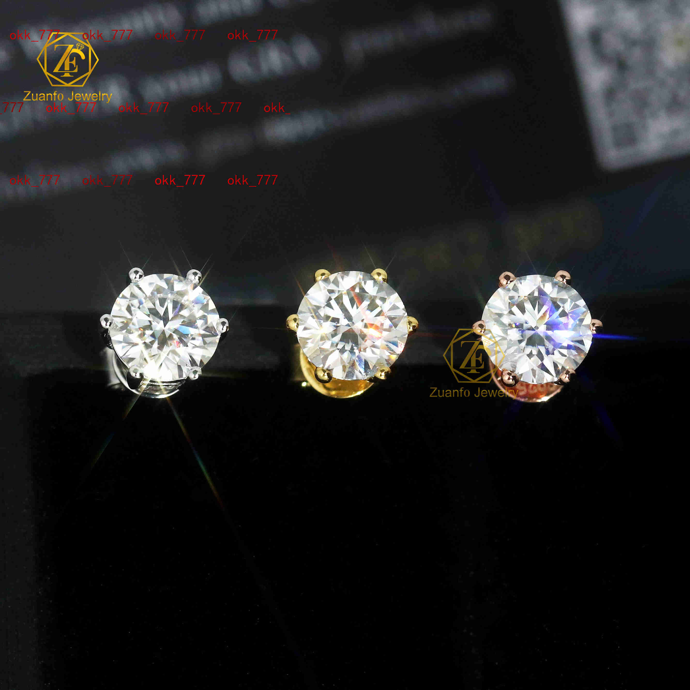 High Quality Mossanites 6.5mm 1CT White Color Moissanite 925S 6 Claw Stud Earrings