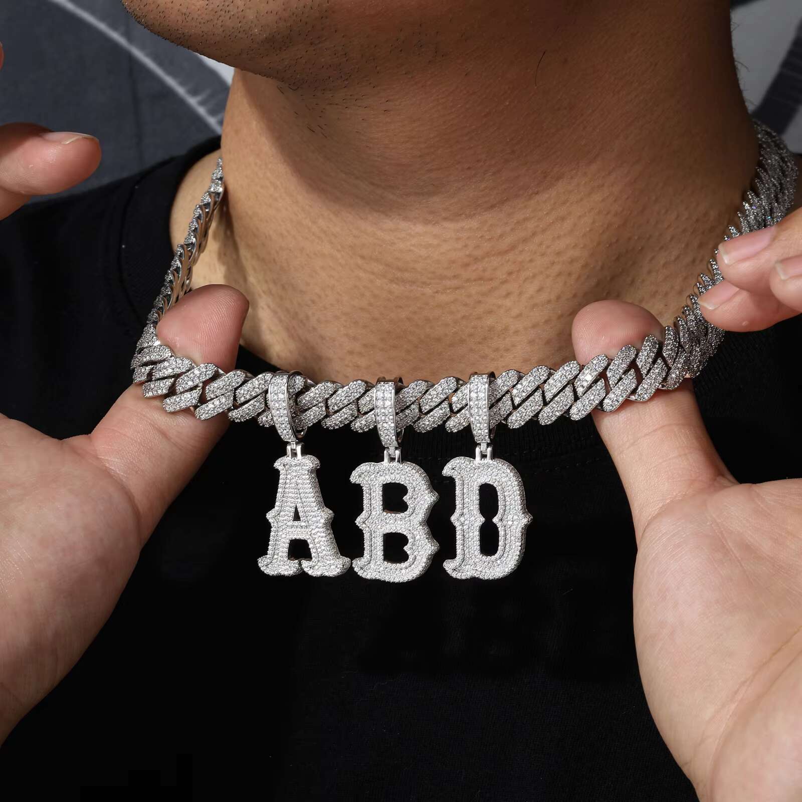 Iced Out Jewelry Custom Hip Hop A-Z Letter Pendants 925 Sterling Silver Moissanite Initial Pendant Men Jewelry