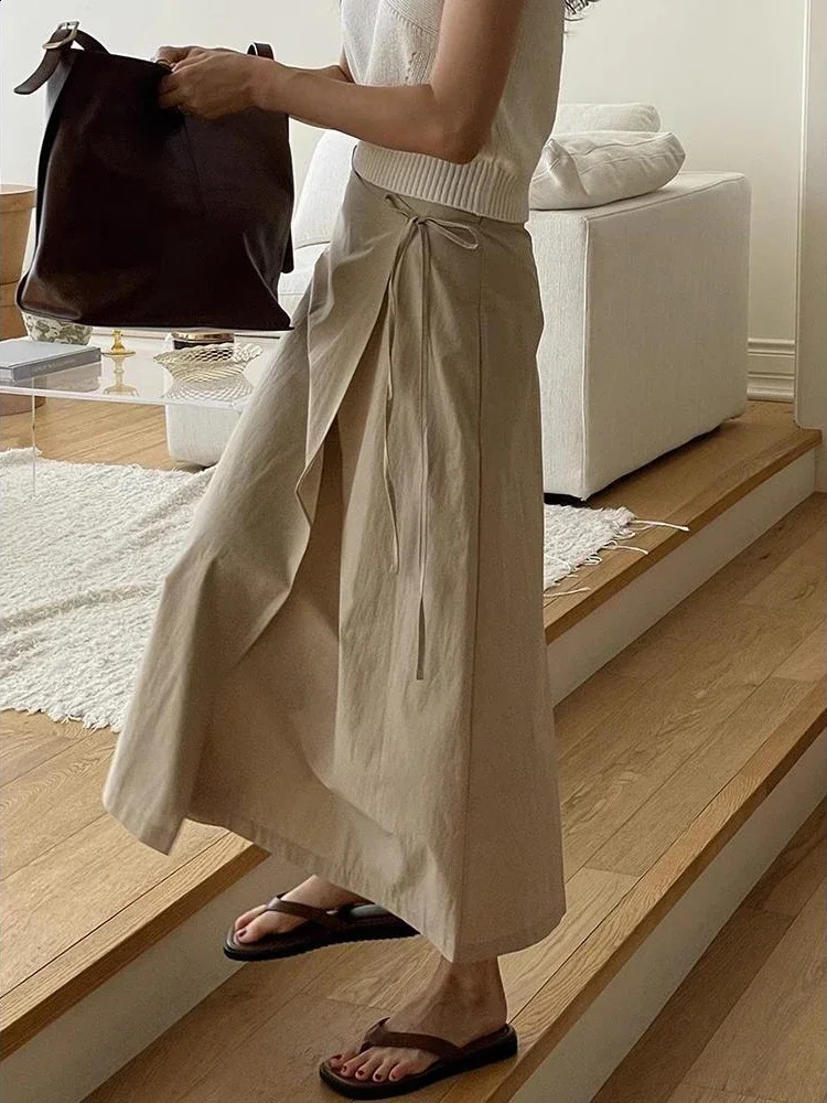 Womens Long Skirt Spring Cotton Line Korean Chic Straight Skirt for Women Solid Color Khaki High Waist A-line Skirt Women 250407