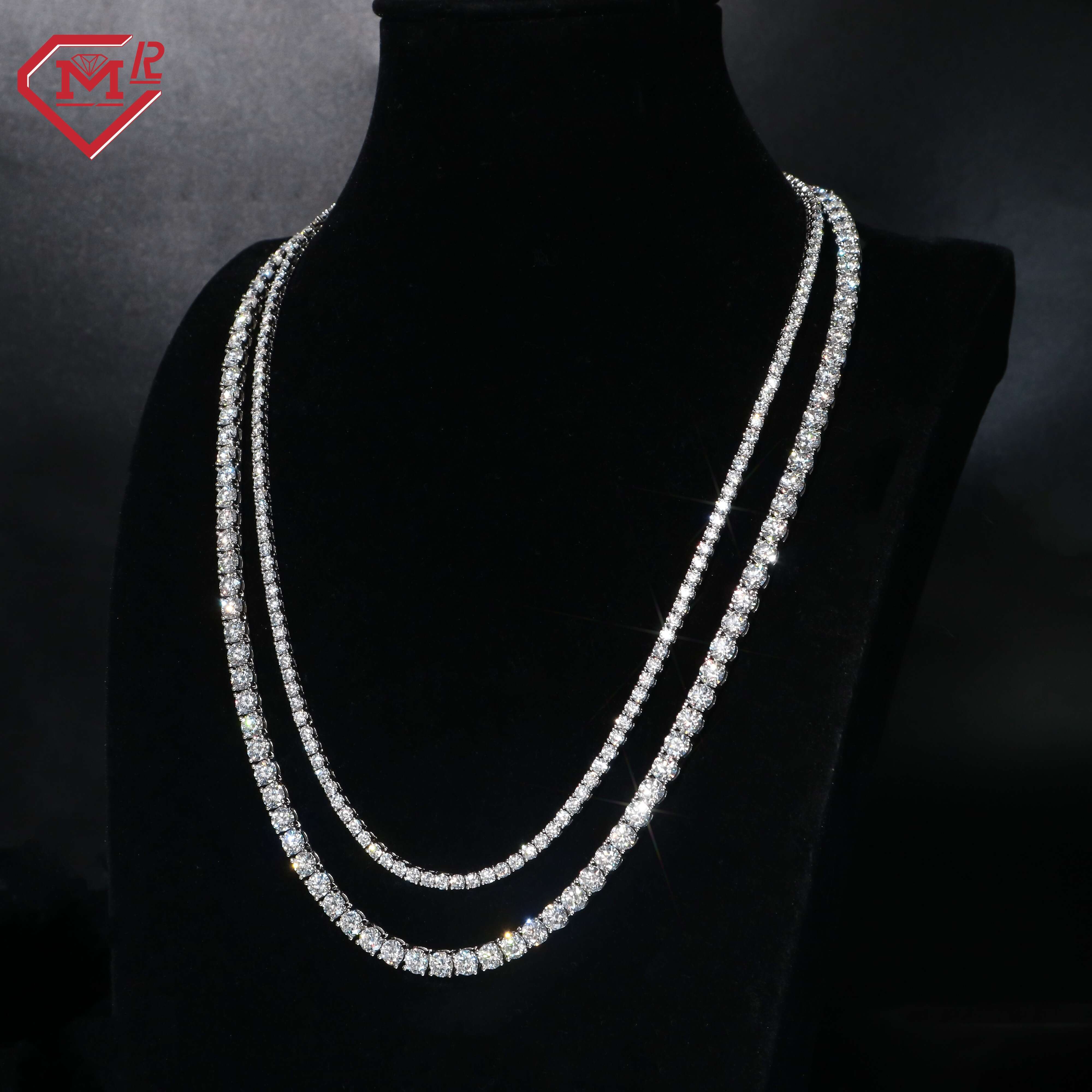 Hiphop Tennis Necklace Iced Out 3MM 5MM VVS Diamond Sterling Silver 925 Moissanite Tennis Chain