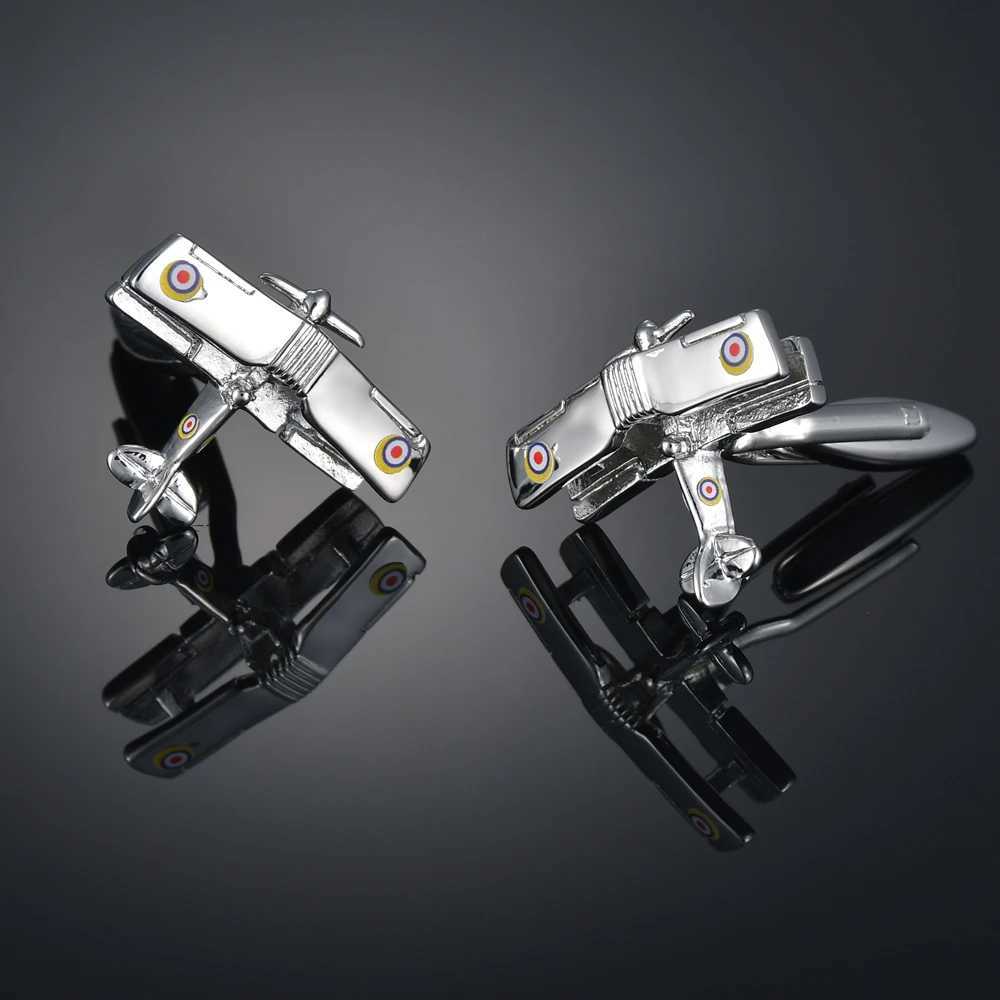 High quality silver cufflinks fighter jet cufflinks French shirt cufflinks set accessories wedding jewelryT250412