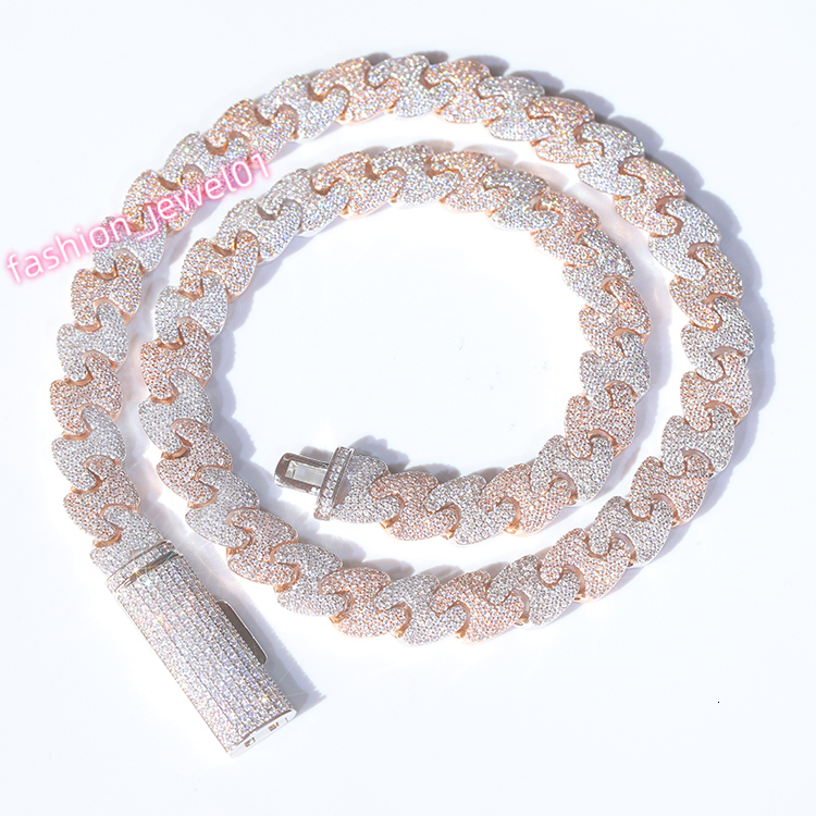 Customization Unique 11/15mm S925 Plated Solid Gold Bracelet necklace Moissanite Cuban Link Chain with Free of the Back