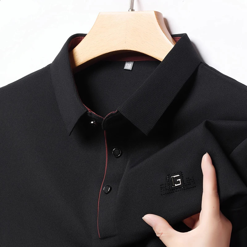 fashion long sleeved high-end printed polo shirt for autumn Korean version mens lapel T-shirt 250411