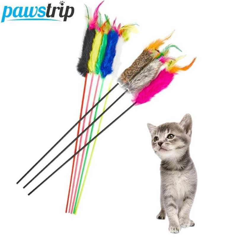 1 Cat Toy Fun Pet Toy for Cat Interaction Cat Stick Feather Kitten Toy Random Color Pet Supplies Y250412