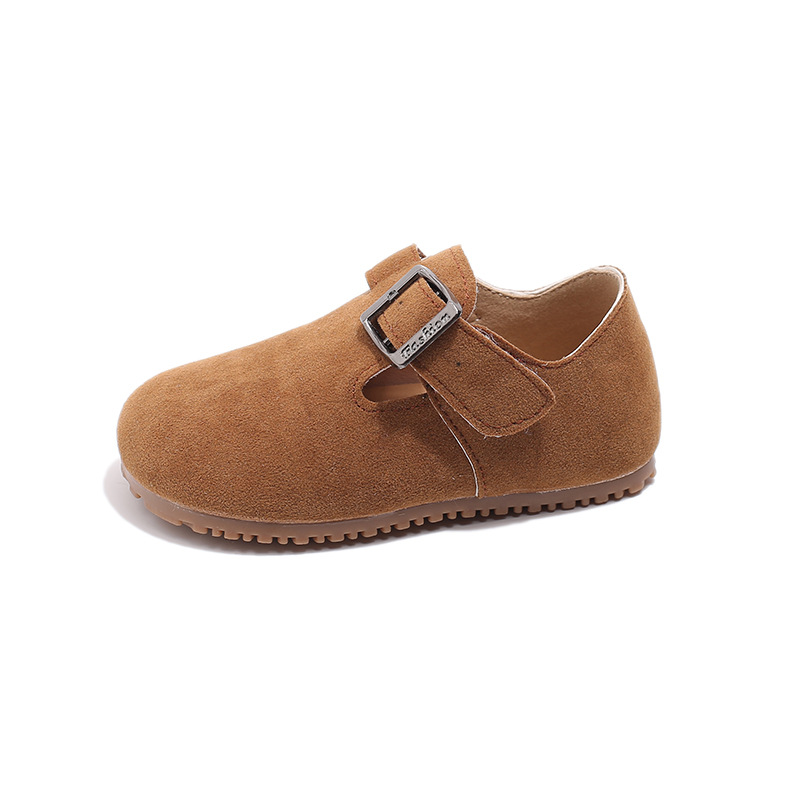 Toddler Kids Casual Shoes Brown Gray Buckle Soft Children Flat Shoes Kidszworld Unisex Autumn Spring Leisure Flexiable Little Baby Shoes Size 21 - 30 