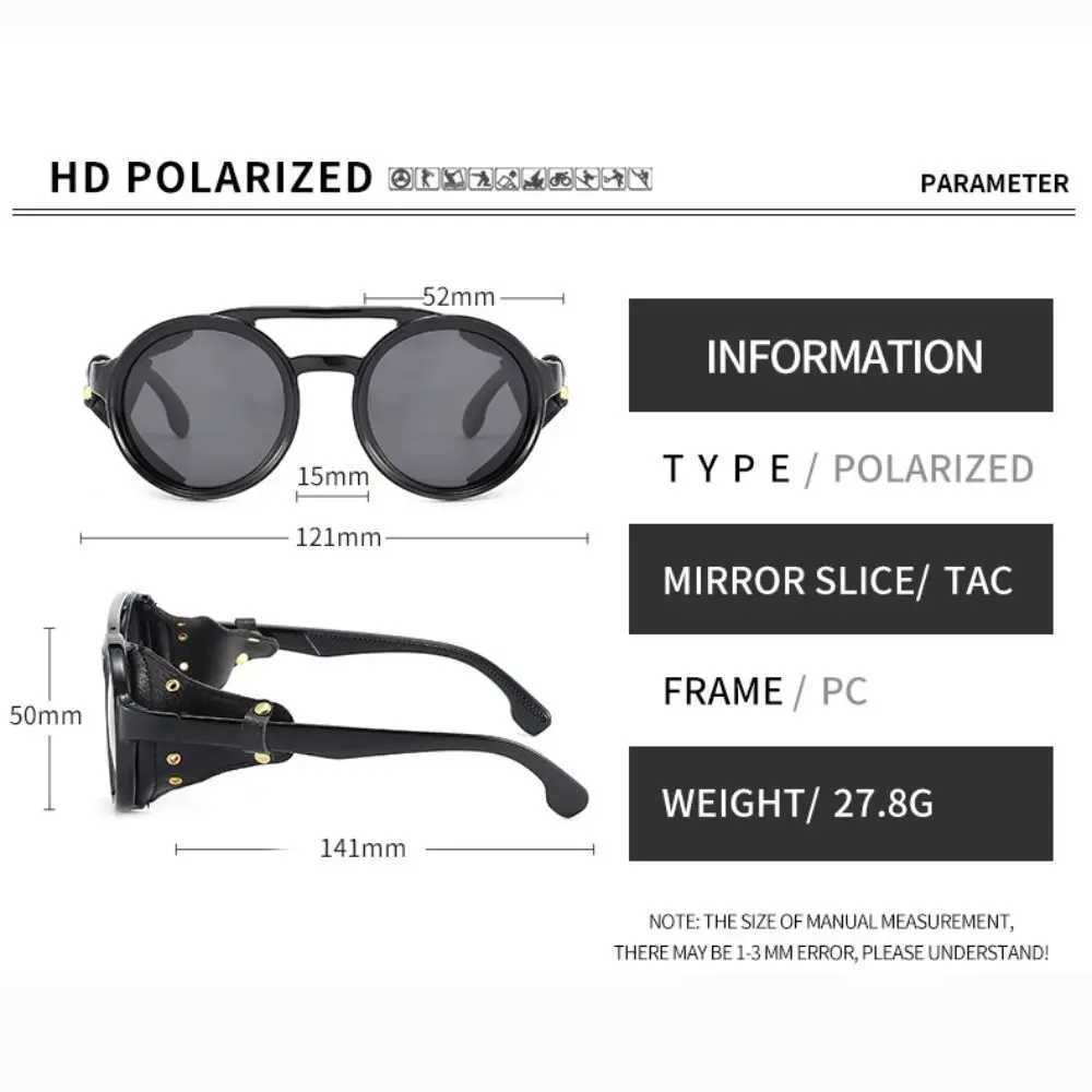 Fashion Sun-Protective Round Sunglasses Punk Outdoor Eyewear Driving Glasses Black Shades Riding Goggles Z250411
