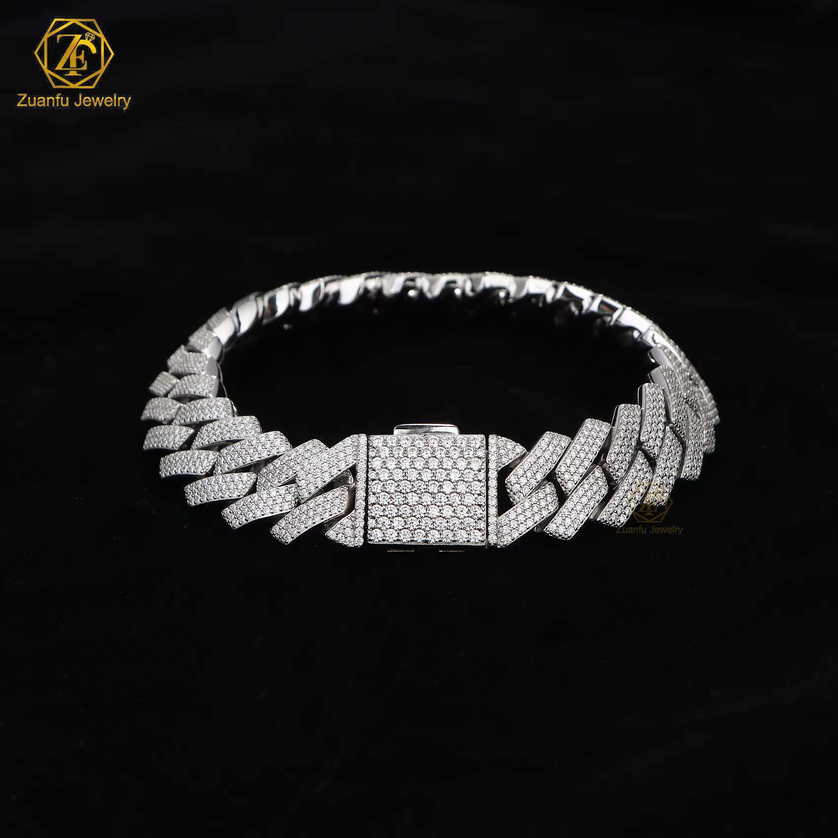 RTS 925 Sterling Silver Moissanite Diamond Necklace with 8mm-12mm GRA Ice Out Cubans 10mm Link Chain and Rapper Bracelet